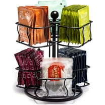 Sorbus Tea Bag Spinning Carousel - Tea Caddy Organizer for Countertop - Matcha Station Accessories - 2 Tier Lazy Susan for Pantry - Holds Up to 60 Large Tea Bags