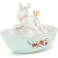 thumbnail image 2 of Abbott Collection Home 27-TEAPARTY-502 Leaping Bunny Handled Dish, White/Mint, 2 of 3