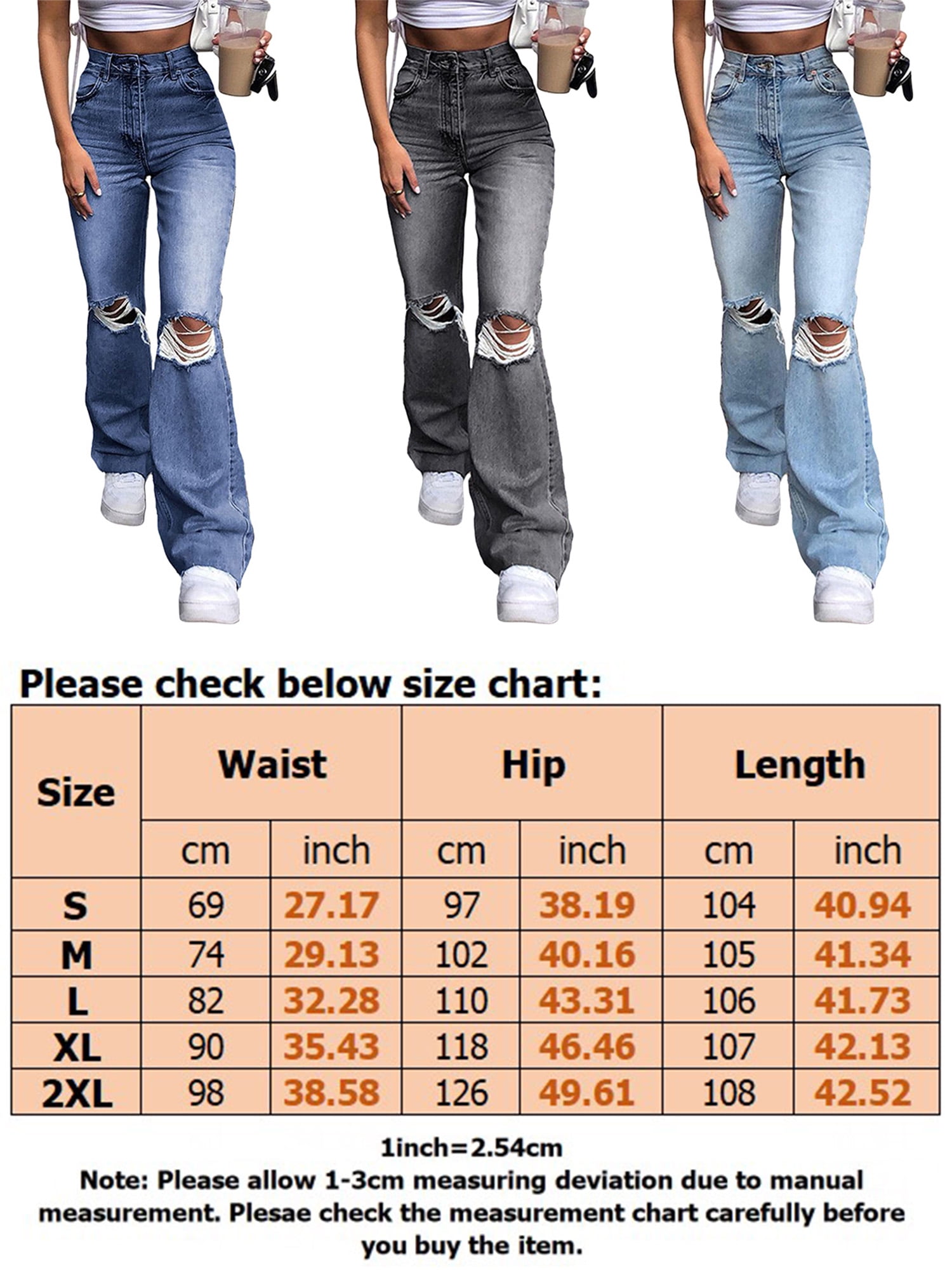 High Rise Ripped Flare Jeans For Womens 