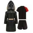 thumbnail image 2 of TiaoBug Kids Boys Boxing Robe Short Sleeve T-shirt and Shorts Set Boxer Fancy Dress Hooded Cloak Black&Red 16, 2 of 5