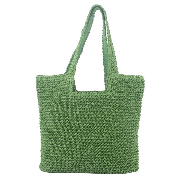 Bolsas de playa de verano Bolso tejido de gran capacidad para mujer Bolsas casuales de moda (Verde)