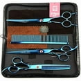 thumbnail image 1 of HAYAN 8.0" Professional PET Grooming scissors Kit,CoatedTitanium,Sharp and Strong Stainless Steel Blade for Dogs Cats Hair Cutting,3 Pieces of Scissors with a Comb and a Case (Blue), 1 of 1