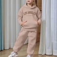 thumbnail image 6 of mgoYE Toddler Boy Clothes 4t Kids Outfits 3-14T 2 Piece Letter Print Hoodie Sweatshirt and Jogger Sweatpants with Pockets Unisex Winter Fall Sets(Khaki,6-7 Years), 6 of 7