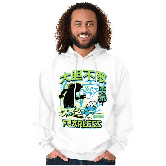 The Smurfs Cool Kanji Fearless Unisex Plus Size Hoodie Brisco Brands 2X