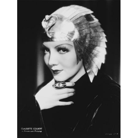 Claudette Colbert in Black with Egyptian Headdress Classic Portrait Print Wall Art By Movie Star News