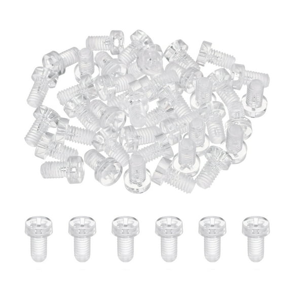 Uxcell 40Pcs Clear Acrylic Screws, M6x10mm PC Plastic Phillips Round Head Bolts