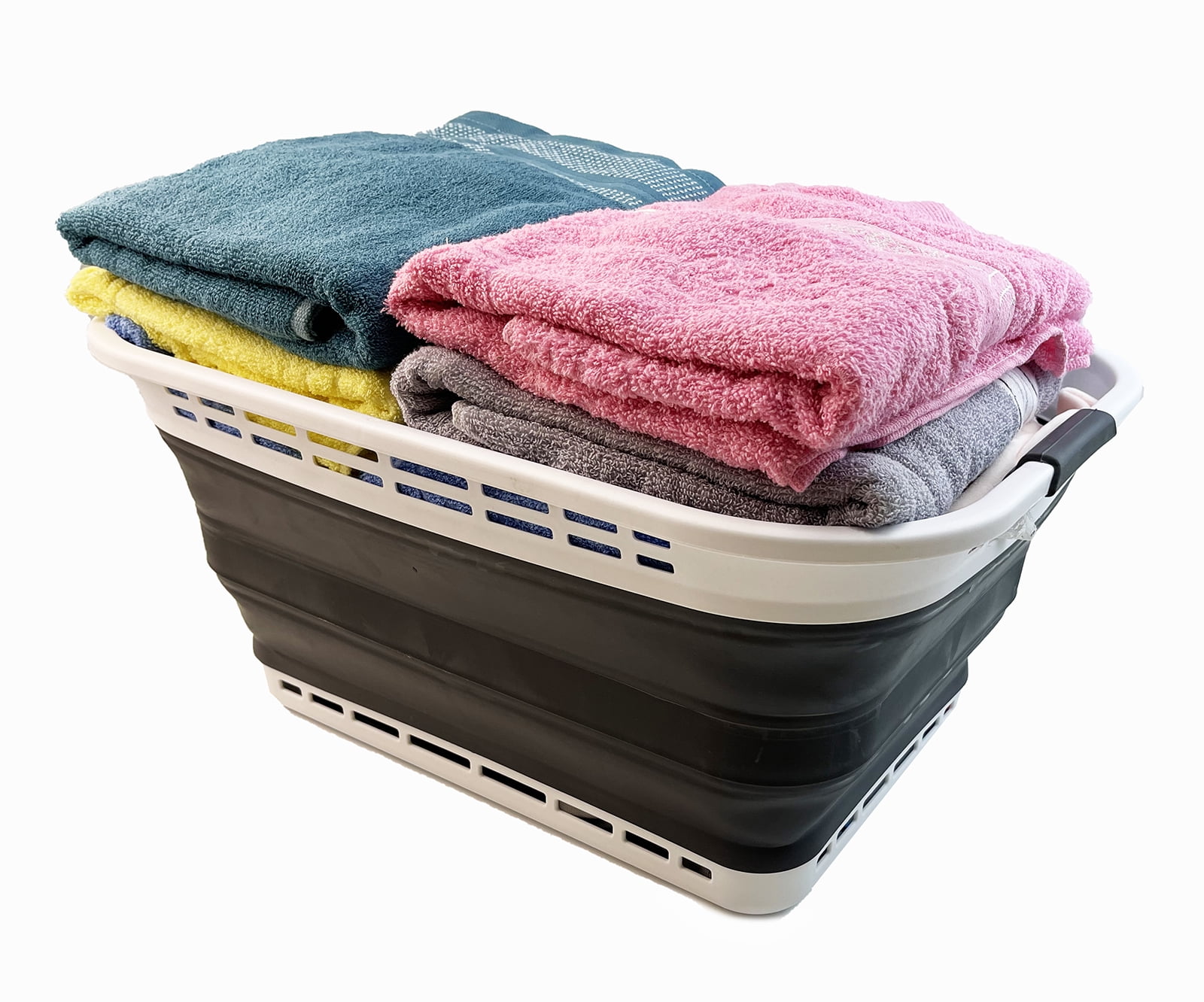 SAMMART 42L (11 gallons) Set of 2 Collapsible Plastic Laundry Basket - Portable Pop Up Storage Container/Organizer - Portable Hamper - Space Saving Easy Storage