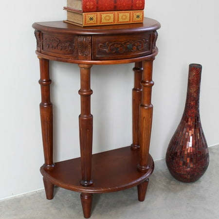 International Caravan Windsor Hand Carved Half Moon Console Table