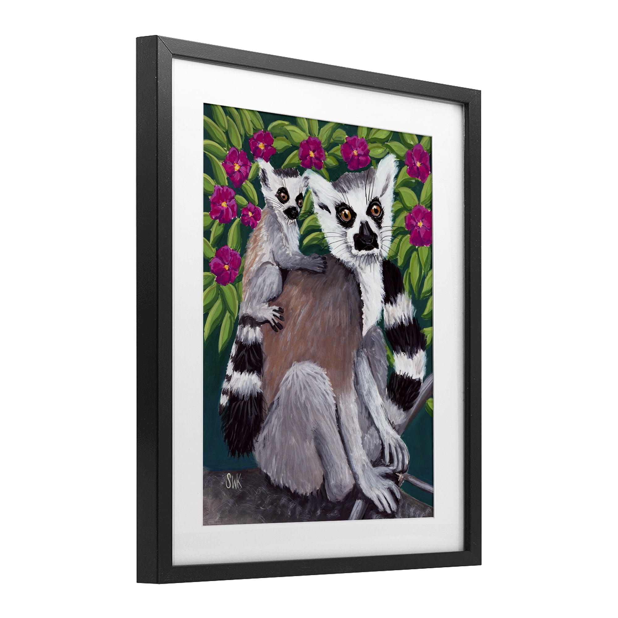 Stupell Industries Ring Tailed Lemur Mama & Baby Black Framed Print Under Glass, design by Sarah Waldron Kimball