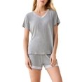 thumbnail image 2 of Latuza Pyjama à Manches Courtes Col en V pour Femmes m Gris Clair, 2 of 4