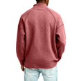 thumbnail image 5 of GrmtClth Mens Half Zip Stand Collar Waffle Grid Pullover Tops Textured Knit Long Sleeve Light Warm Autumn Winter Casual Office Polo Shirts Wine XL, 5 of 7
