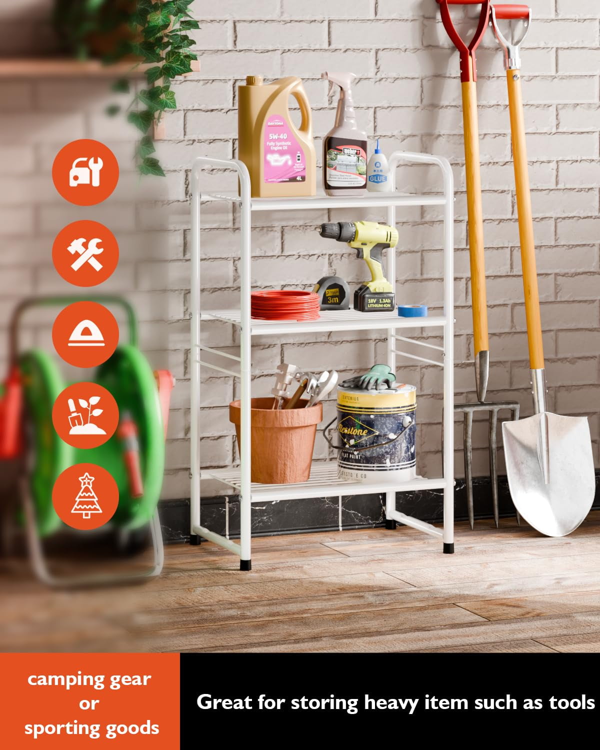 3-Tier Metal Wire Shelving Rack, Storage Shelves for Kitchen Pantry, 12"D x 17.8"W x 31.5"H, White