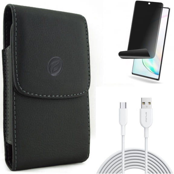 6ft USB-C Cable & Privacy Screen Protector & Case Belt Clip for Samsung Galaxy Note 20 (6.7") - Combo with Type-C Fast Charger & TPU Film Anti-Peep & Leather Holster