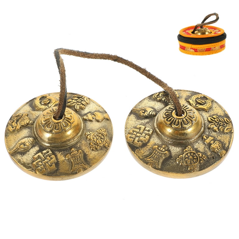 Hand Crash Cymbal Tibetan Bells On String Copper Cymbals Bell for Yoga  Meditation 