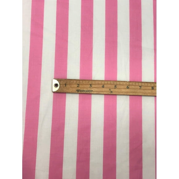 Sal Tex Fabrics , Tissu Imprimé en Coton Poly à Rayures de 1 Pouces, Combinaison de Deux Couleurs, Vend au Yard, 60 Pouces de Large (Rose/blanc)