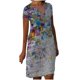 thumbnail image 2 of ICHUANYI Clearance Womens Short Sleeves Dresses Fashion Flowers Printed Waist Sundress V-Neck Knee-length Dress(Purple, XL) ICHUANYI WER2023081117291, 2 of 5
