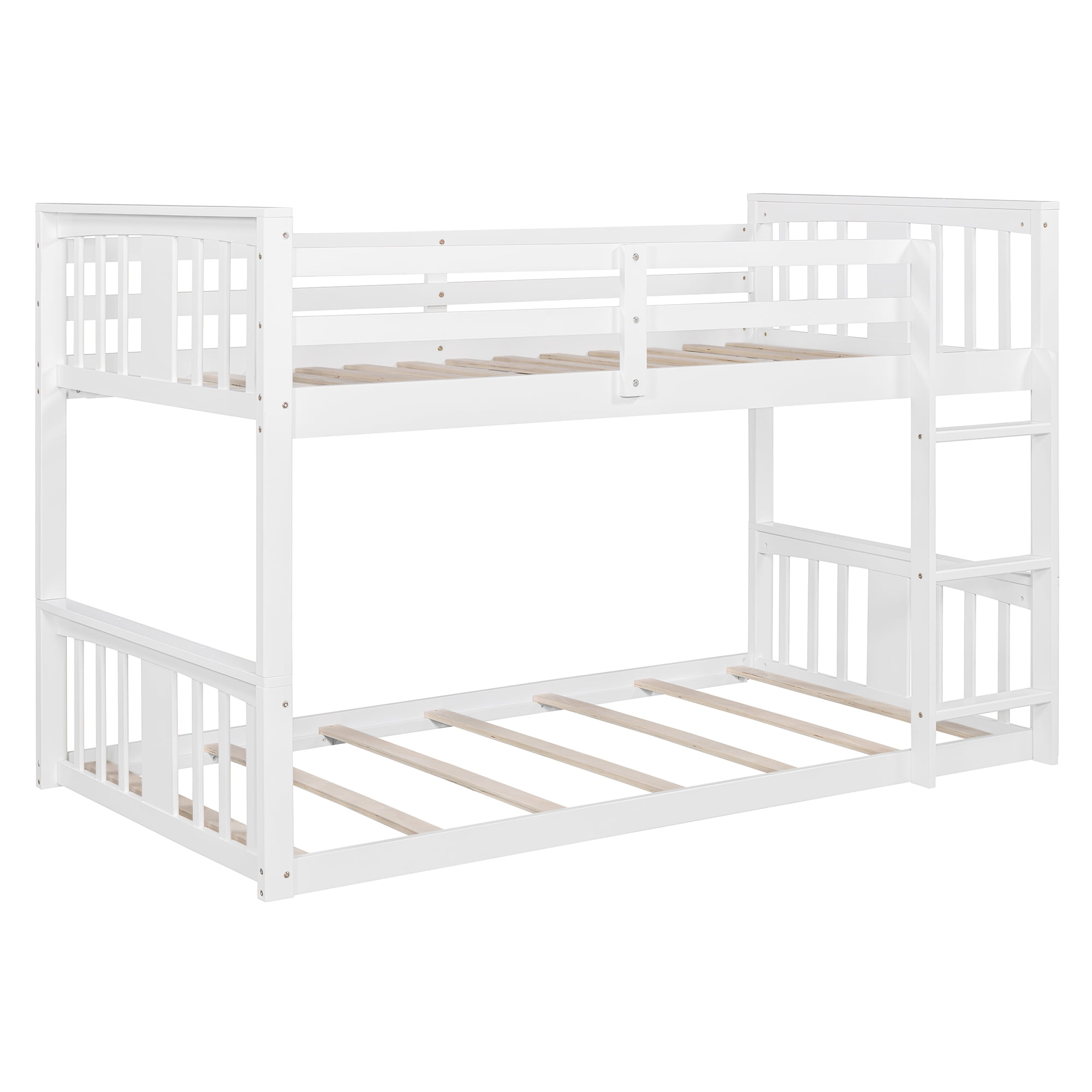 Aukfa Heavy Duty Twin over Twin Bunk Bed, Convertible Into Two Beds for Kids Teens, White