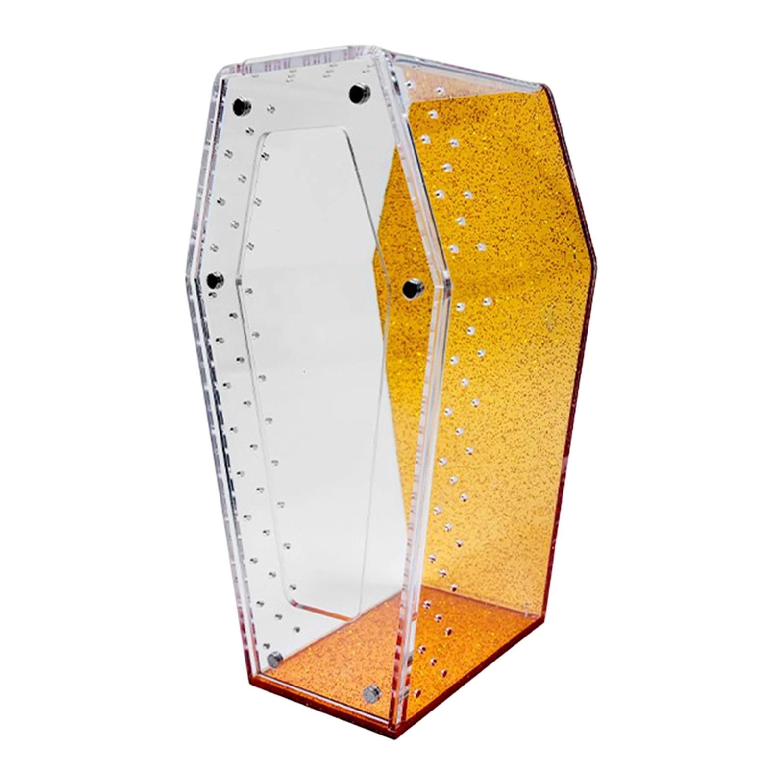 Fzaqwen -shaped Acrylic Terrarium for Jumping Spiders, Tarantulas, And Amphibians. Ventilation And Habitat for Amphibians. Ideal for Crabs. Orange