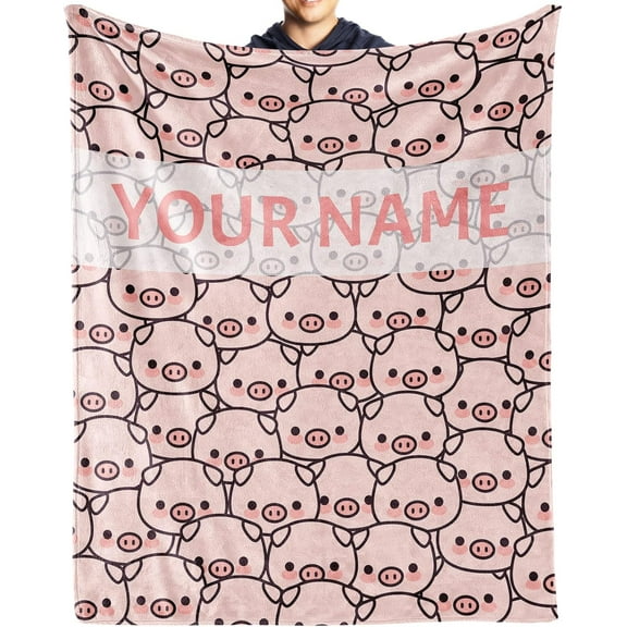 Pig Blanket Gifts, 40"x50" Flannel Fleece Throw Blanket Soft for Girls Boys Adults, Lightweight, Comfortable, Warm Cute Pig Themed Blanket for Bed Couch