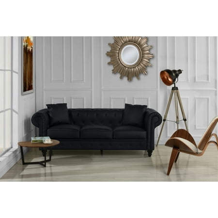 Classic Chesterfield Sofa Bonded Leather Couch With Victorian