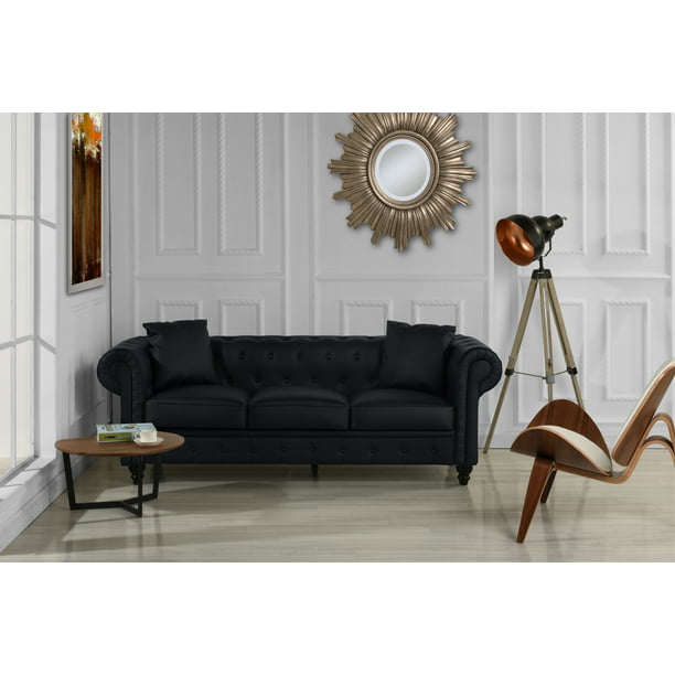 Classic Chesterfield Sofa Bonded, Bonded Leather Couch