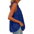 thumbnail image 3 of Mifsaly Linen Tank Tops for Women Tiered Ruffle Tunic Sleeveless Shirts Lightweight Elegant Boho Vacation Summer Pleated Tees Navy,L, 3 of 7