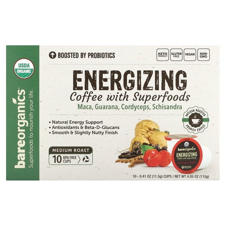 Bareorganics Energy Strong Coffee K-Cups 10 CT
