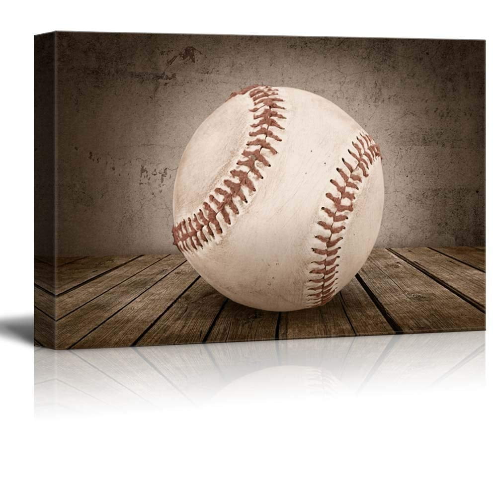 Wall26 Baseball Rustic Sport Panel Canvas Art Wall Decor 12"x18"