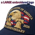 thumbnail image 5 of United States 250th Year Hat, Retro Adjustable Patriotic Baseball Cap for Men Women, Commemorative Tribute Cap for 1776–2026 （Printed version）, 5 of 11