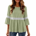 thumbnail image 6 of Warop Women's Lace Crew Neck 3/4 Sleeve Bell Sleeve Babydoll Loose Blouse Top Casual Feminine for Daily Date Outing, 6 of 9