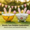 thumbnail image 6 of 2Pcs Festive Easter Bunny Metal Candy Bowl, Rabbit Ear Snack Bowl with Carrot & Floral Patterns, Spring Home Decor for Candy, Desserts, and Easter Party Table Centerpieces（White and yellow）, 6 of 10