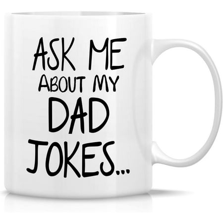 

Funny Mug - Ask Me About My Dad Jokes 11 Oz Ceramic Coffee Mugs - Funny Sarcasm Sarcastic Pregnancy Announcement Reveal birthday gifts for new father husband boyfriend friends coworkers