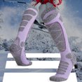 thumbnail image 5 of Ski Socks Outdoor Sports Thickened Mountaineering Socks Cold Weather Socks for Snowboarding, Snow, Winter, Thermal Knee-high Warm Socks, Hunting for women - purple, 5 of 7