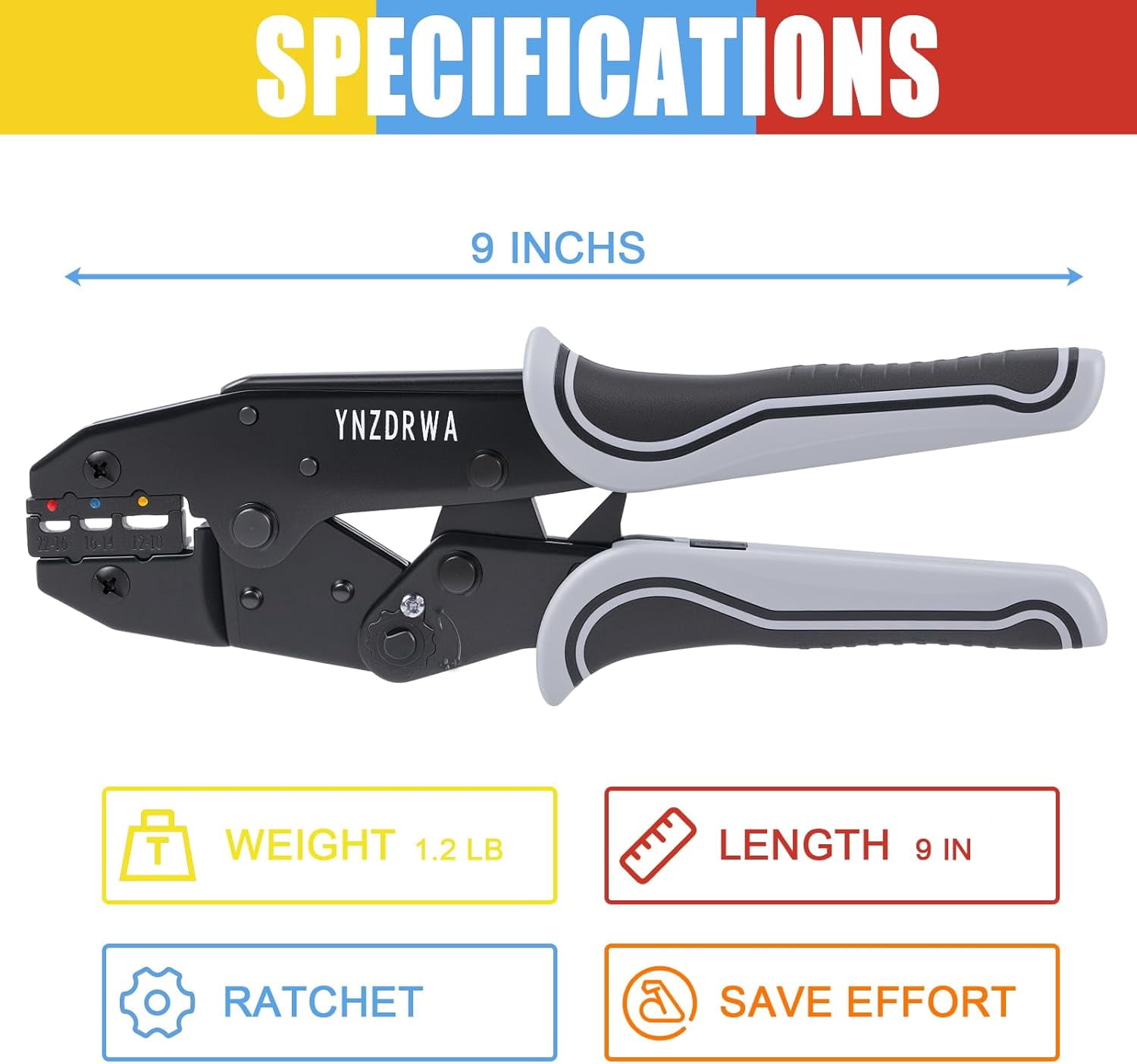 Crimping Tool for Heat Shrink Connectors, Upgraded Wire Crimper Tool, Ratcheting Wire Terminal Crimper - Crimping Pliers - Ratchet Terminal Crimper for 10 to 22 AWG Wire