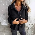 thumbnail image 3 of Tbopshirt Womens Fleece Jackets Coats,Fleece Cardigans for Women Solid Color Lapel Button Cardigan Long Sleeved Top Jacket,Fuzzy Fleece Cardigan Jackets Women, 3 of 6