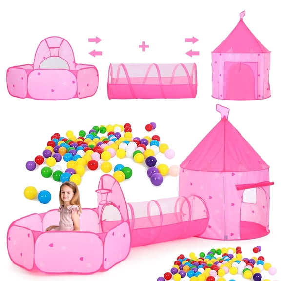 Yexmas Kids Ball Pit with Play Tent and Play Tunnel, Kids Pop Up Tent for Indoor Outdoor, Toys for Boys Girls Babies Toddlers Playhouse