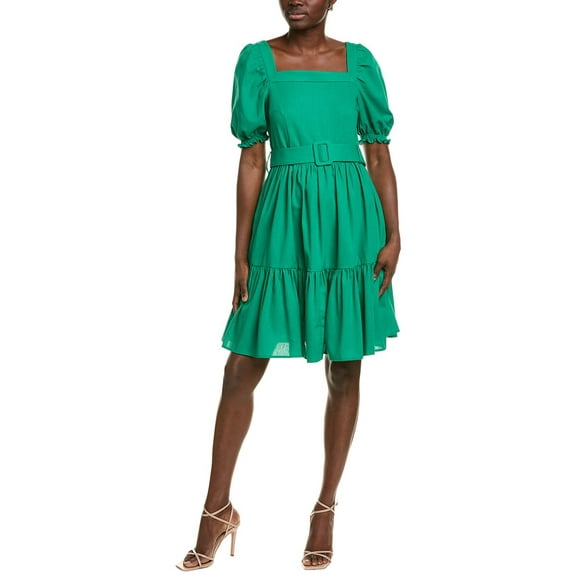 BGL womens  Linen-Blend Mini Dress, 8, Green