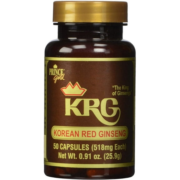 Prince of Peace Prince Gold KRG Korean Red Ginseng, 50 Capsules – Natural Red Panax Ginseng – Korean Ginseng Root Powder
