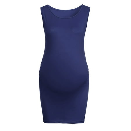 

TAIAOJING Women s Nursing Dress Ruched Maternity Bodycon Dress Mama Causual Sleeveless Wrap Dresses