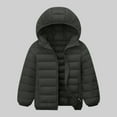 thumbnail image 2 of Boys Girls Puffer Jackets Toddler 4-15 Years Unisex Children Solid Color Long Sleeve Thickened Velvet Down Jacket with Hooded Casual Sports Warm Puffer Jackets Coat for Kids Dark Gray 110, 2 of 7