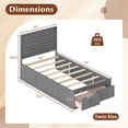 thumbnail image 3 of Gymax Cadre de Lit Format Simple avec Tiroirs de Rangement Tête de Lit Lattes en Bois et Base Fermée Gris, 3 of 10