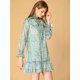 thumbnail image 4 of Vestido Recto Suelto Con Cuello Anudado Con Volantes Florales Allegra K Verde M, 4 of 6