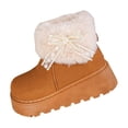 thumbnail image 2 of Viluyesy Womens Winter Snow Boots Platform Fur Lined Warm Non Slip Faux Suede Pearl Bow Casual Boots Brown Size 5.5, 2 of 9