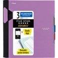 thumbnail image 1 of facai-Advance Spiral Notebook + Study App, 3 Subject, College Ruled Paper, 8-1/2" x 11", 150 Sheets, Spiral Guard, Movable Tabbed Dividers, Amethyst Purple (820060G), 1 of 4