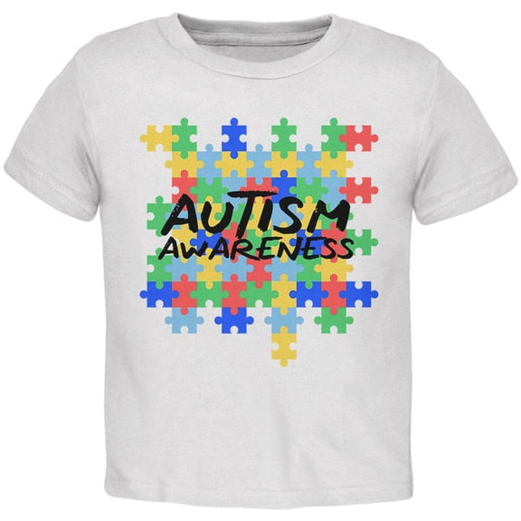 Autism Awareness Puzzle Pieces Toddler T Shirt White Toddler Size 5/6