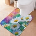 thumbnail image 3 of 2 Piece Soft Bathroom Rug Set Watercolor Daisies Pattern Bath Mat and U-Shaped Toilet Contour Rug (16"x24"+20"x24"), 3 of 4
