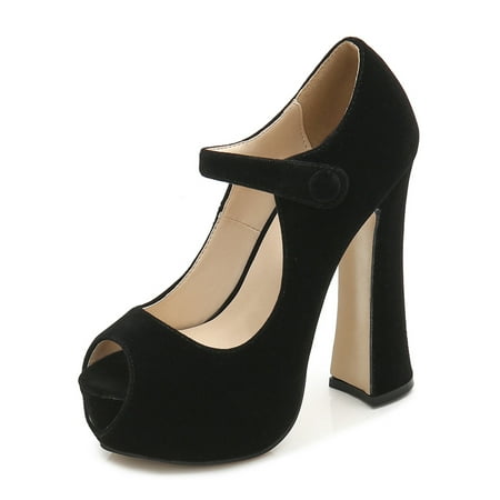 

Ymiytan Women Lightweight Pumps Wedding Comfort Peep Toe High Heels Fashion Dress Pump Shoes Faux Suede Black 5