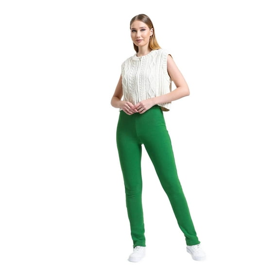 High Waist Zippered Slit Sweatpant Trousers