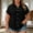 Black, variant on Plus Size Women's Short Sleeve Button Down Shirt with Notch Collar and Patch Pockets