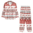 thumbnail image 6 of SEANATIVE Christmas Button Up Pajamas Xmas Reindeer Pajama Size M Long Sleeve Top and Pants Loungewear 2 PCS Women's Novelty Print Pajamas Set Soft Ladies Sleepwear Pajamas Set, 6 of 7